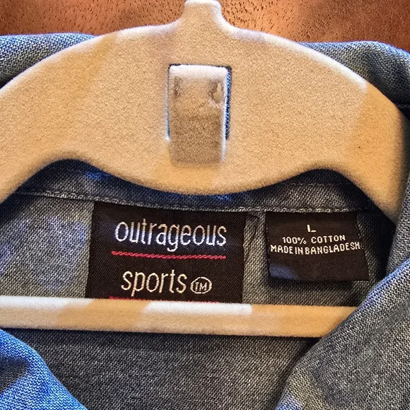 UNISEX Blue Embroidered Casual Shirt - Picture 5 of 5